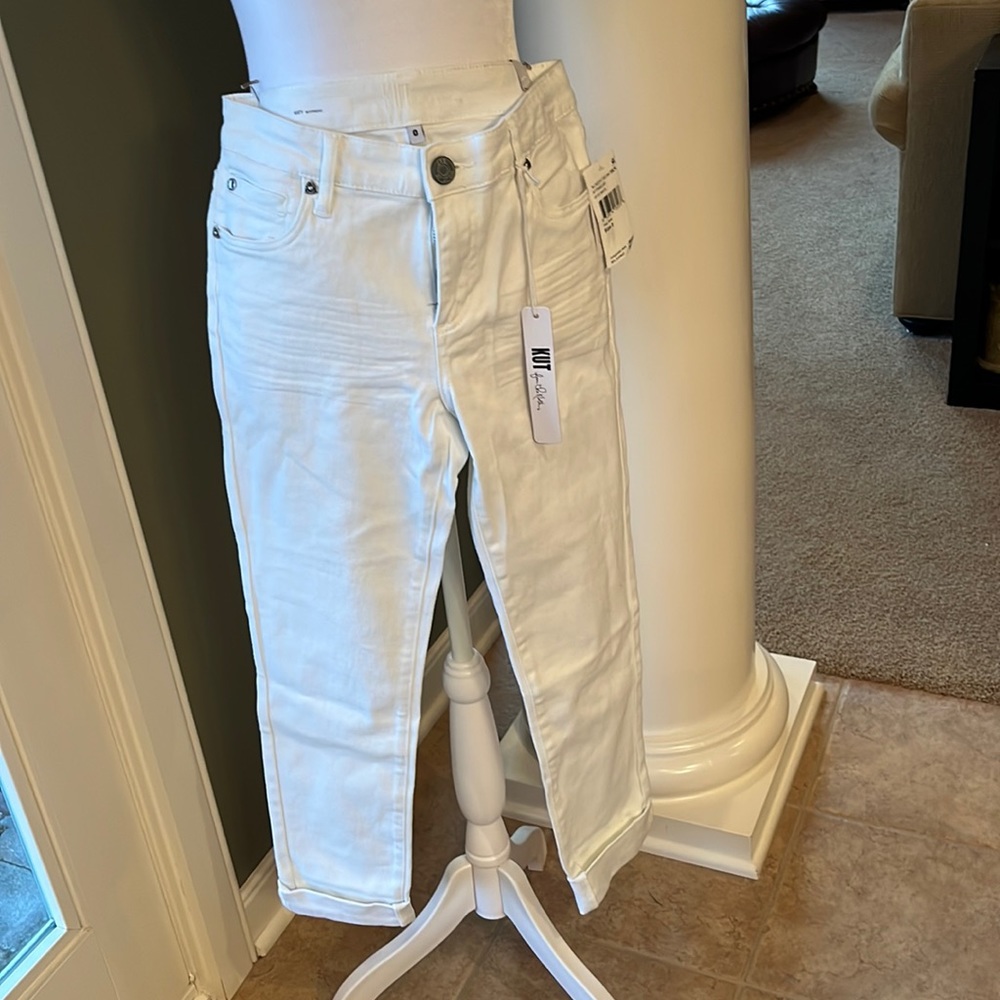 New Kut white boyfriend jeans.  Size 0